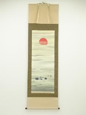 JAPANESE HANGING SCROLL / HAND PAINTED / RISING SUN 